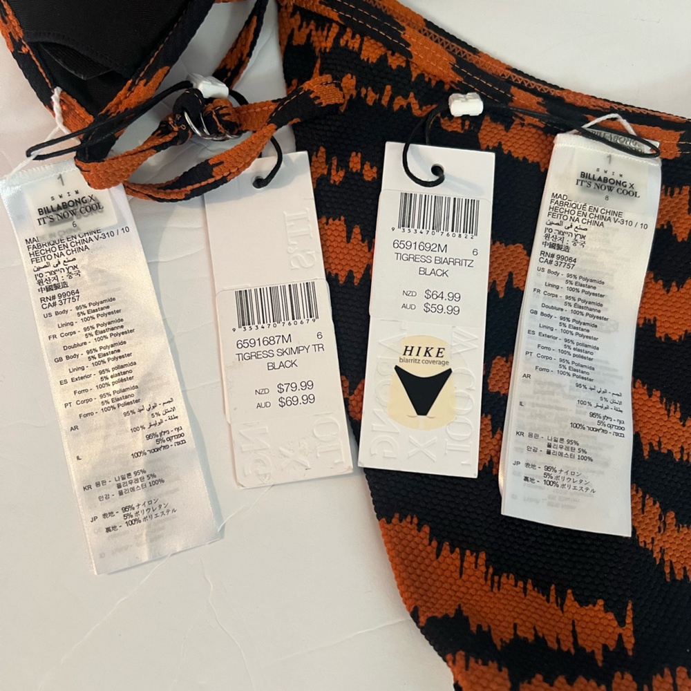 Billabong Orange and Black Tiger Stripe Bikini - Picture 5 of 5